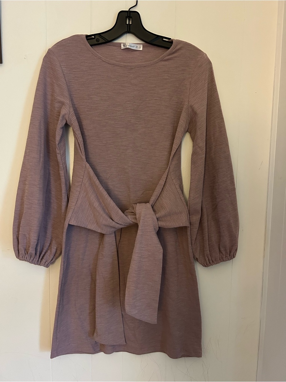 R. VIVIMOS Heathered Stretch Knit fabric DRESS Long sleeve, front tie size S 4/6